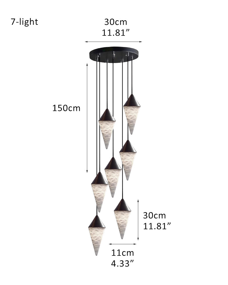 12 light Conical Cluster Minimalist Design Alabaster Pendant Light