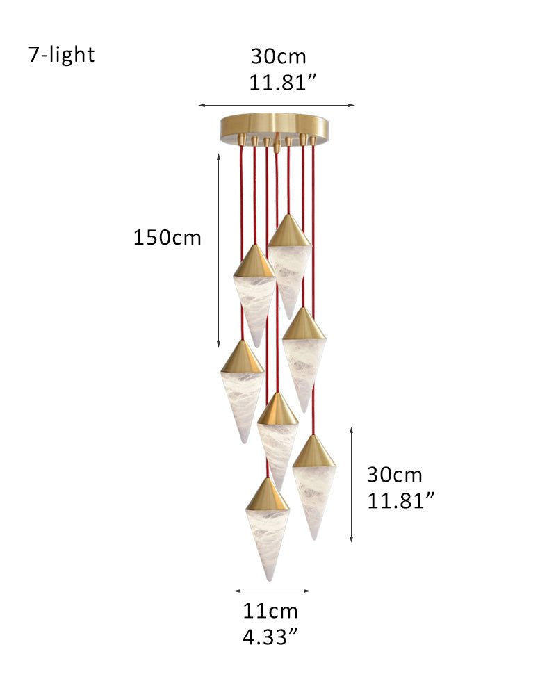 12 light Conical Cluster Minimalist Design Alabaster Pendant Light