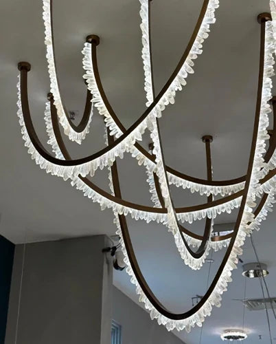 Modern High-End Curved Necklace Natural Crystal Ceiling Chandelier