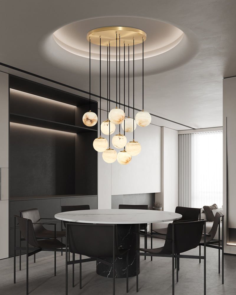 Small Alabaster Cluster Globes Ceiling Pendant Light For High Ceiling