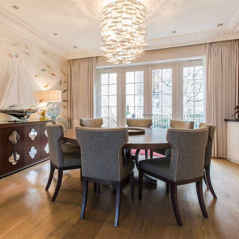 Elegant Porcelain Fish Shaped Dining Table Chandelier with Warm Light