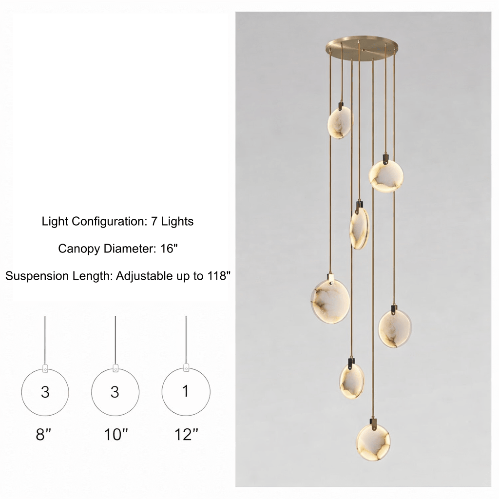 buyMoonshade Marble Disc Chandelier - Morsale