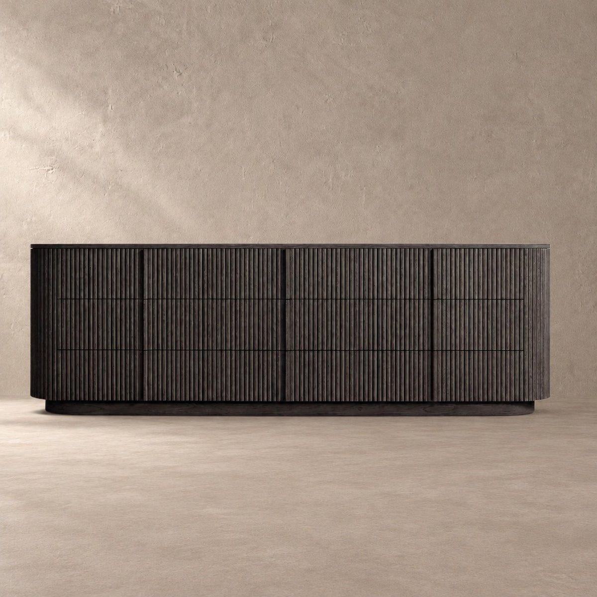 Reeded Oak Dresser with Curved Contours