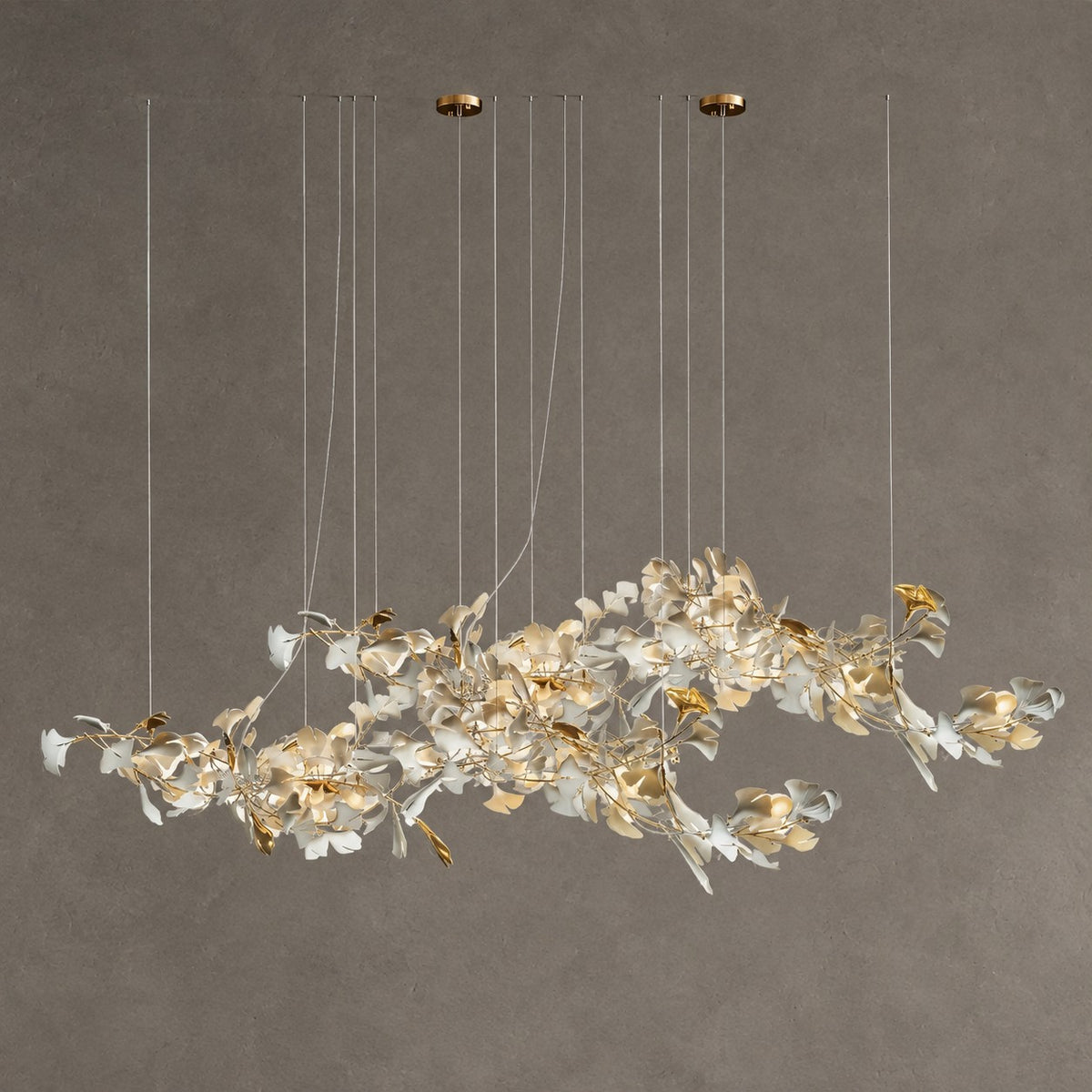 Extra Large Ceramics Twig White Flowers Chandelier Iron Tree Branch Pendant Light For Big Living/ Dining Room