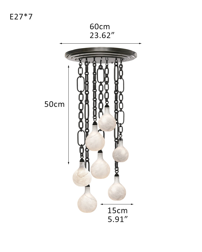Cluster White Alabaster Globe Pendant Light with adjustable chain