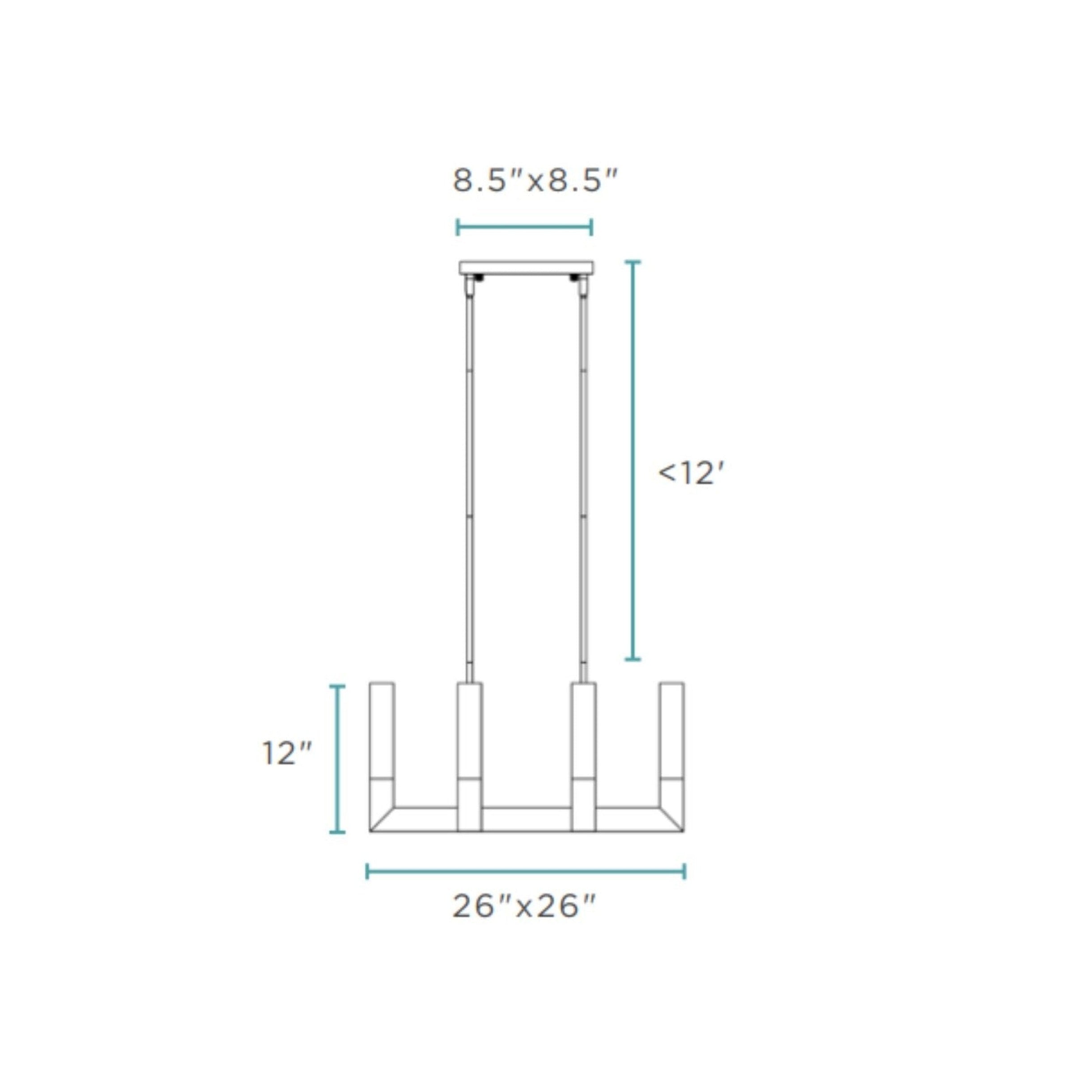 8 Light Square Crystal Dianyi LED Chandelier // Silver