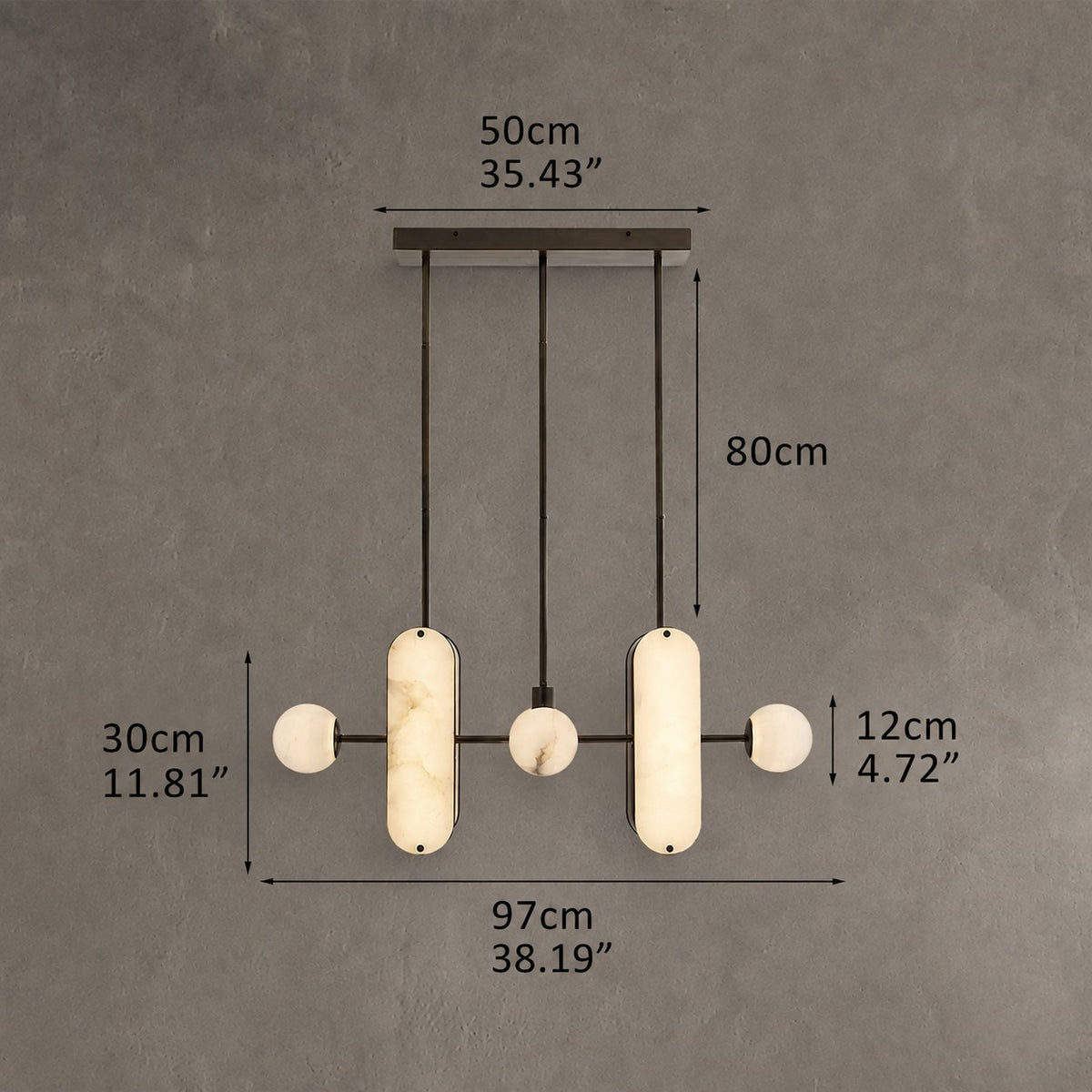 8-Light LED Linear Pendant Lighting in White Alabaster
