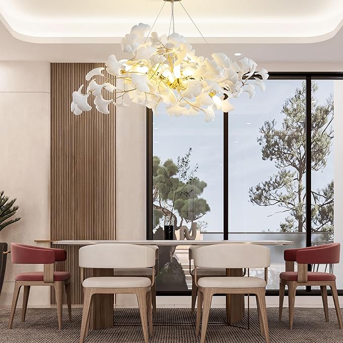 Ceramic Ginkgo Leaf Chandelier