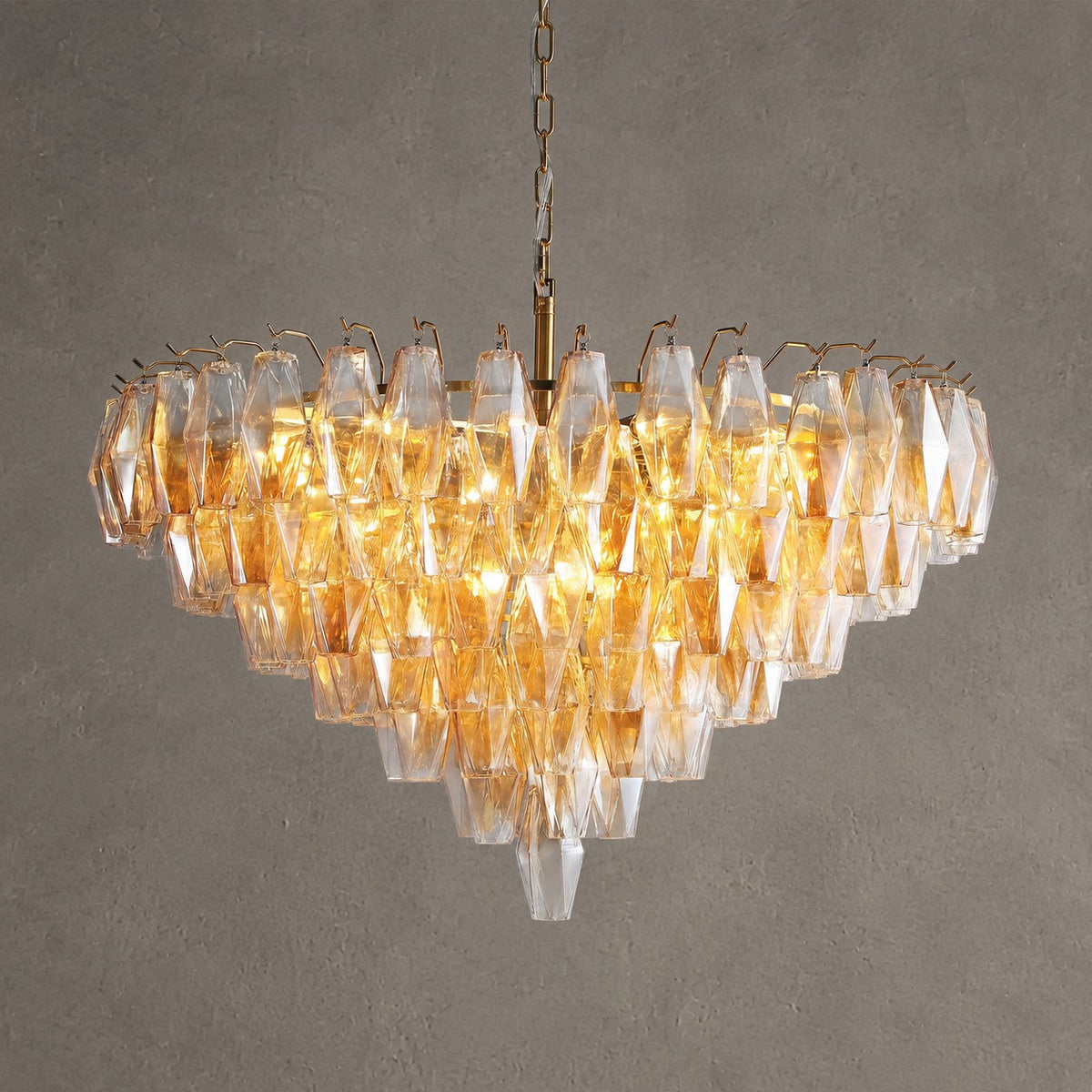 Cyra Glass Tiered Round Chandelier
