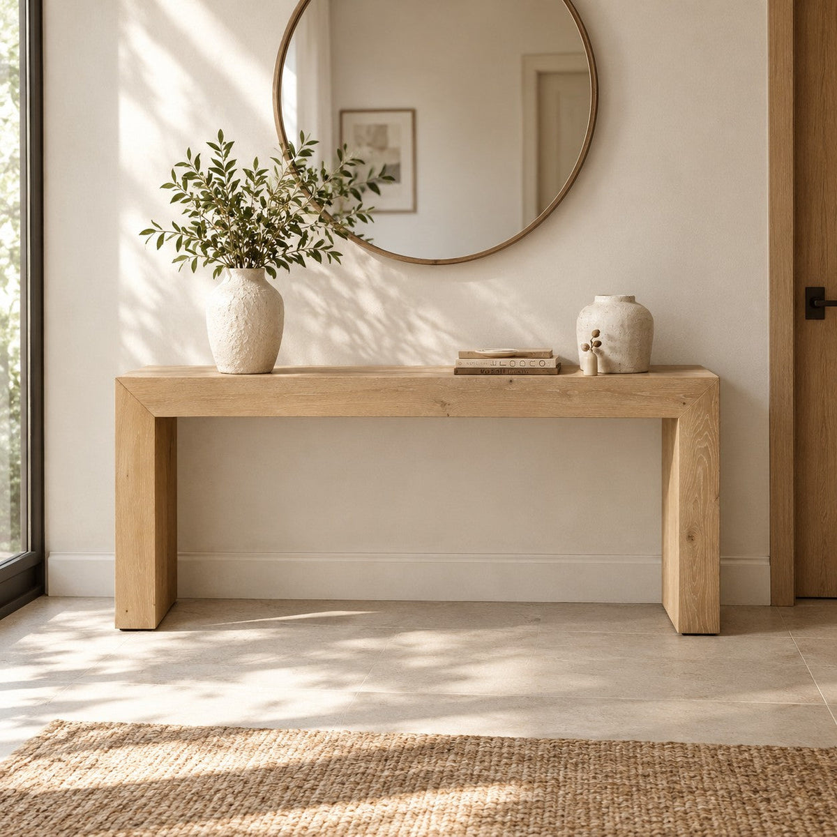 Waterfall Edge Solid Oak Hallway Table