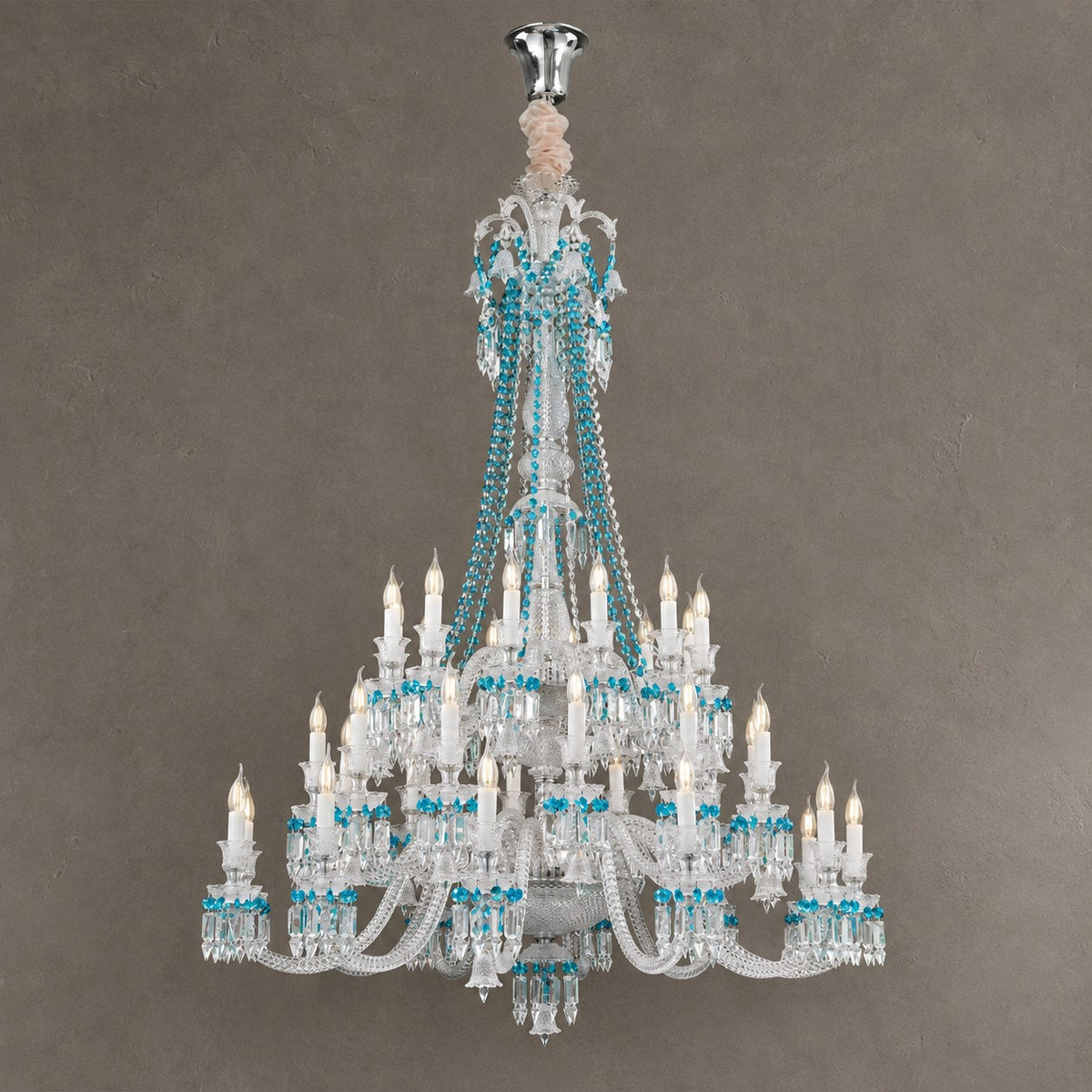 European-style Luxury Colorful Candle Crystal Oversized Chandelier Art Branch Designer Foyer/Staircase Light Fixture