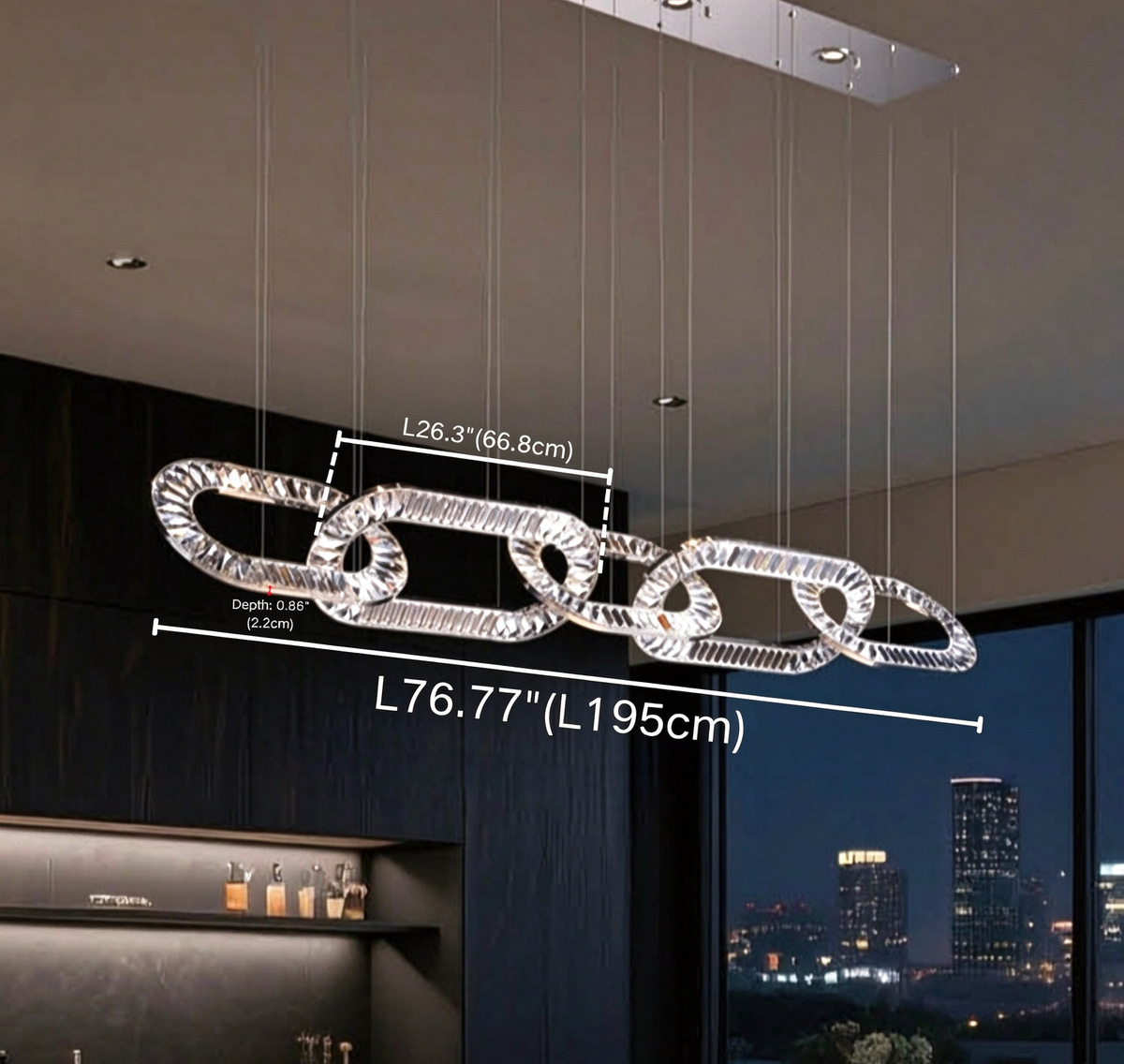 Modern Luxury Crystal Chain Cluster Chandelier for High Ceiling/Dining Room