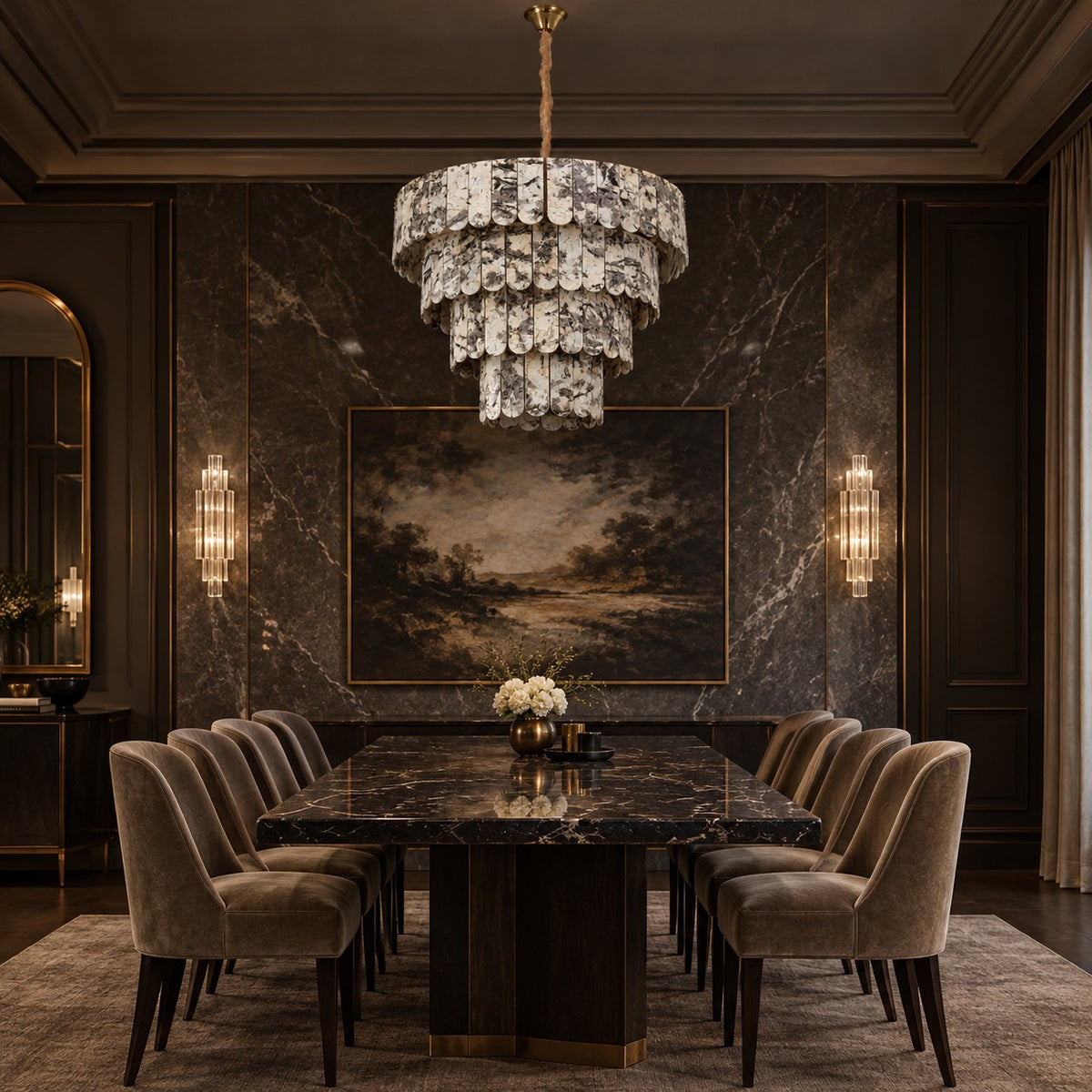 Grand Four-Tier Snowcrest White Luxury stone Chandelier