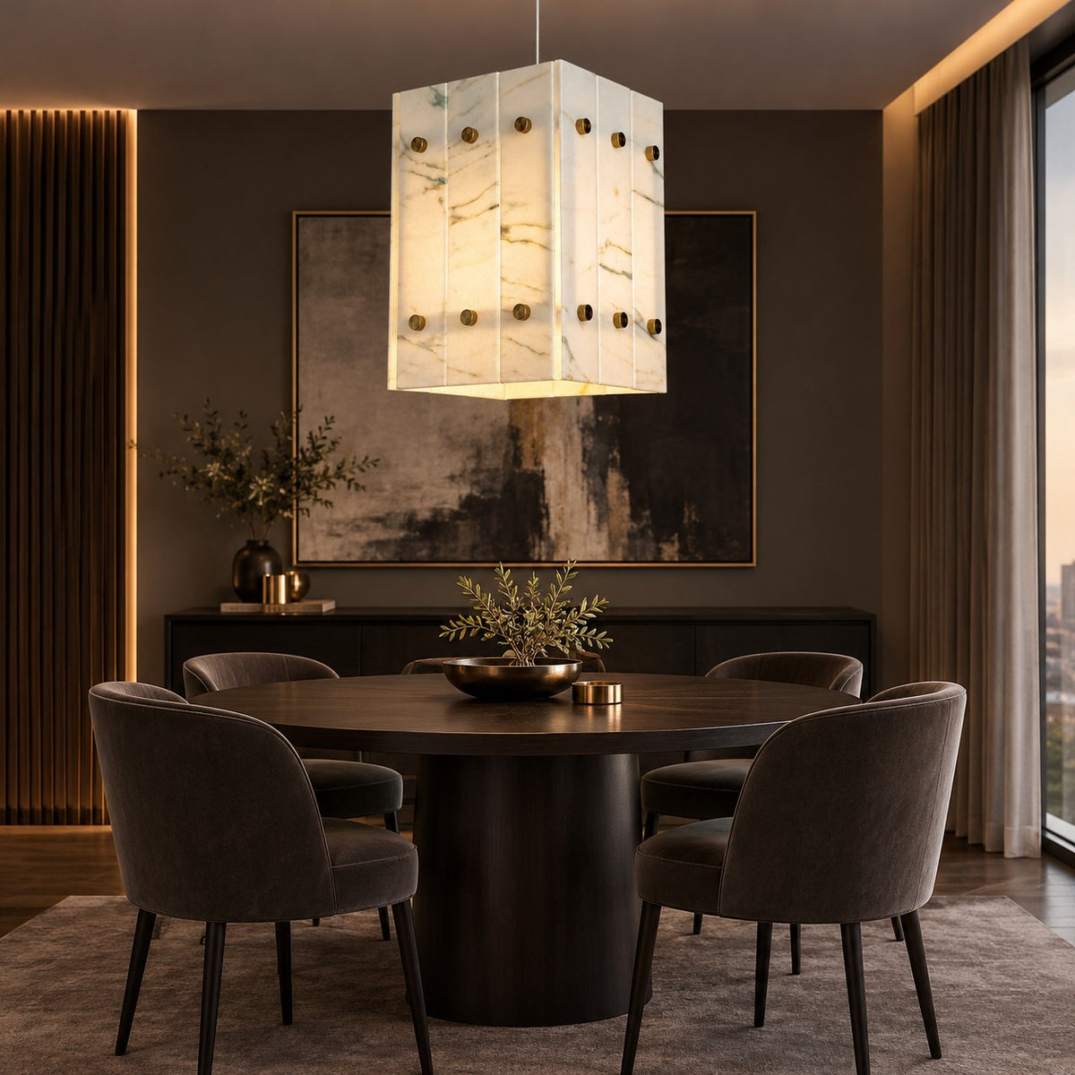 Modern Faceted Luxury stone Pendant Light