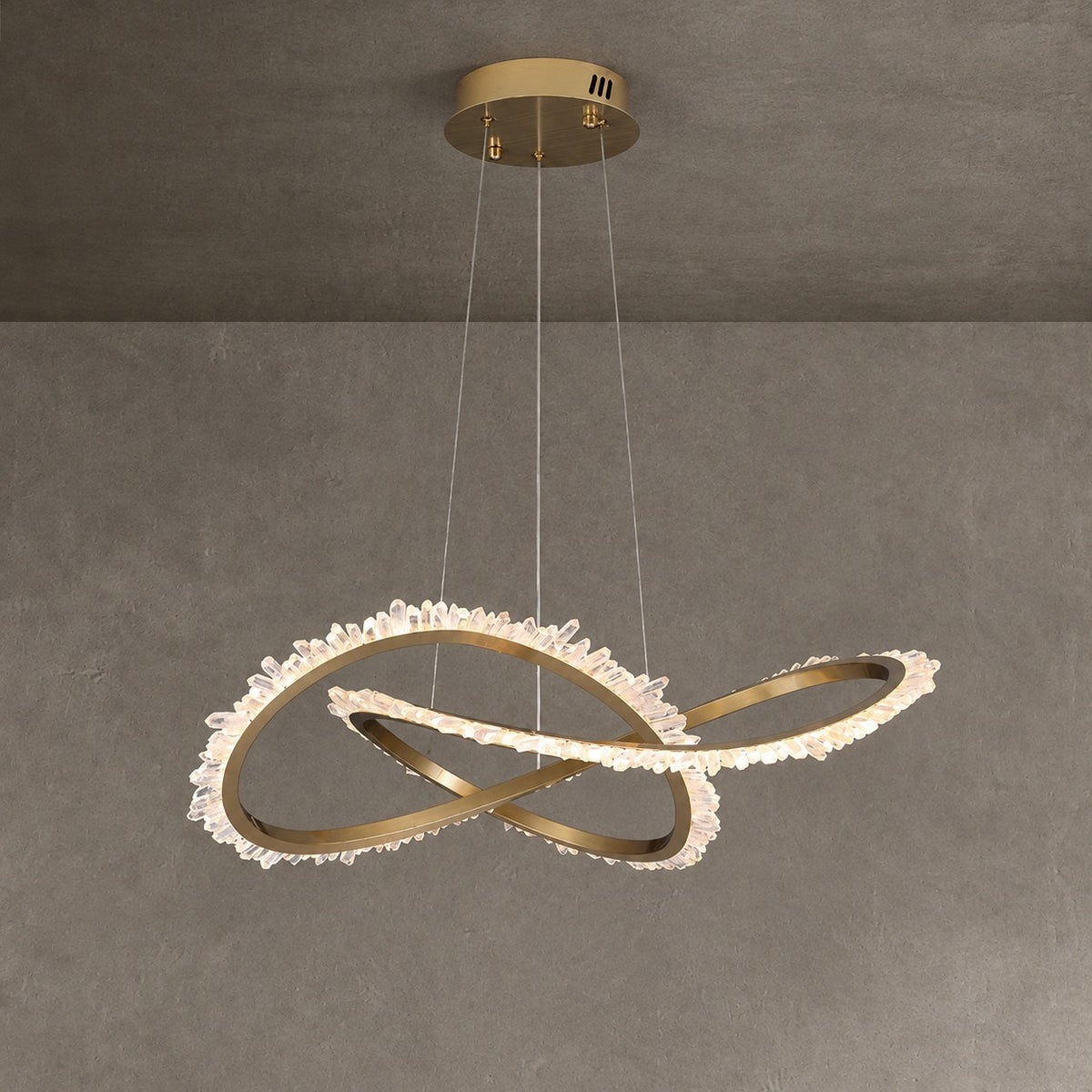 31.5 Inch Wide Modern Geode Quartz Crystal Chandelier Creative Adjustable Hanging Light