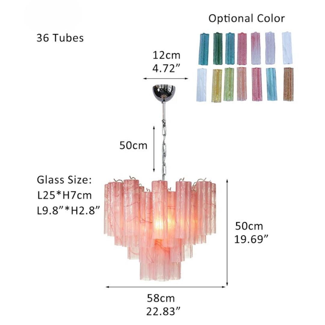 36-Tube Alabaster Chandelier, Pink