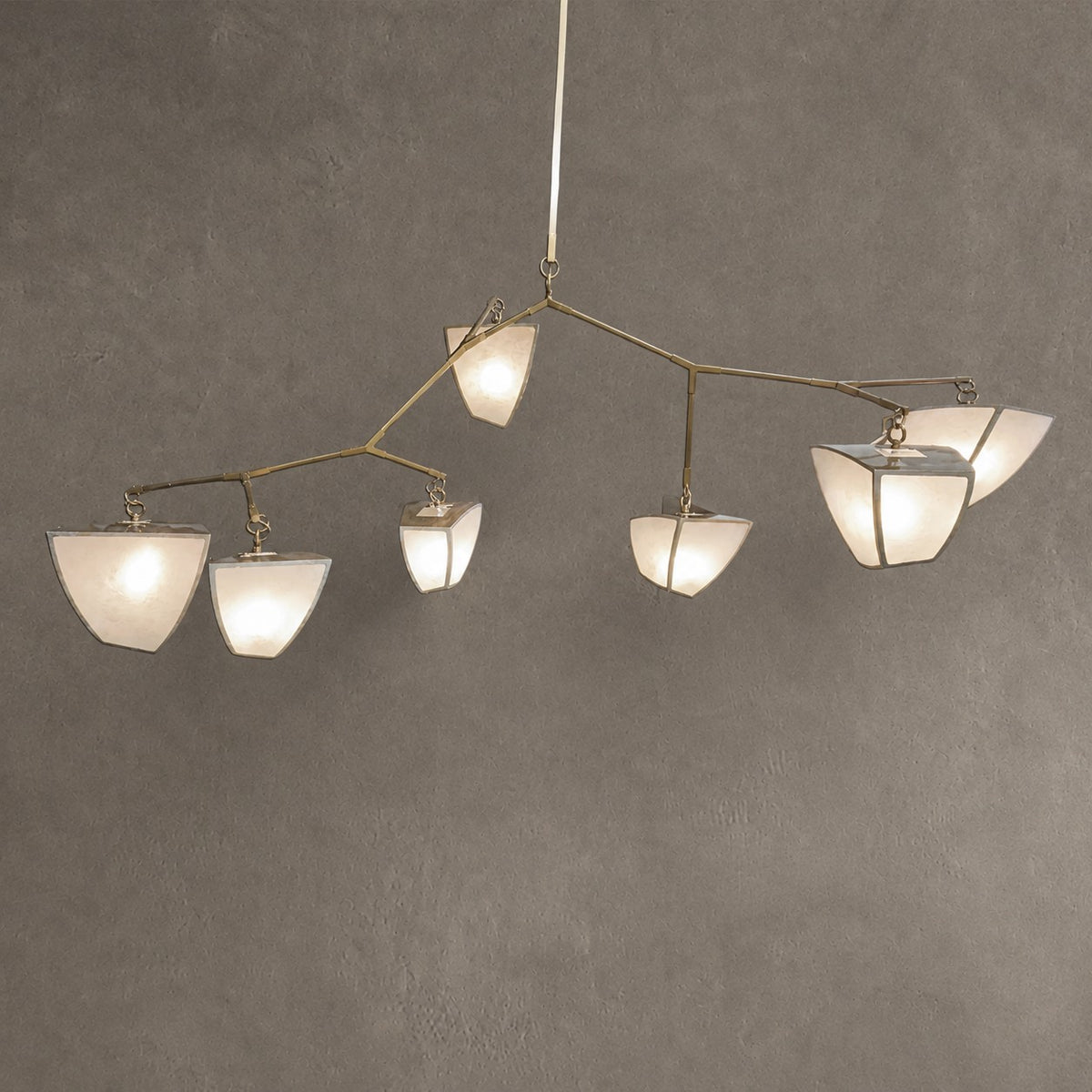 Modern Silk-Textured Frosted Acrylic Branch Chandelier