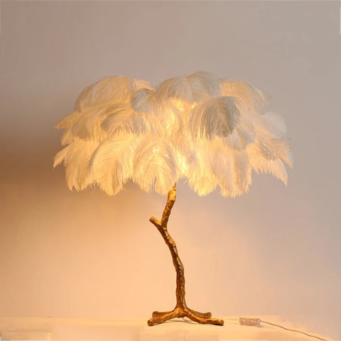 Aisa Featherly Ostrich Feathe Table Lamp