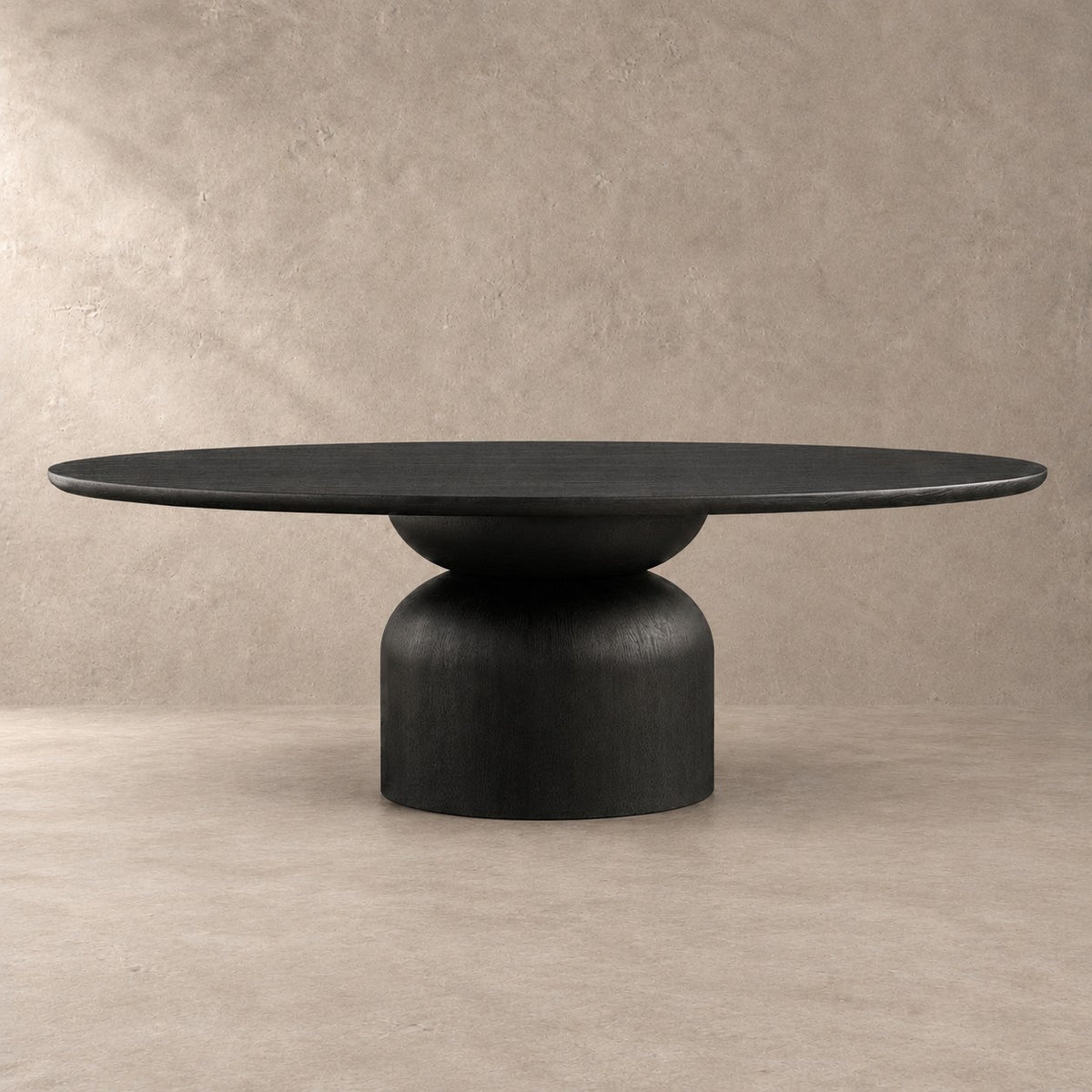 Hand-Sculpted Modern Oval Oak Dining Table