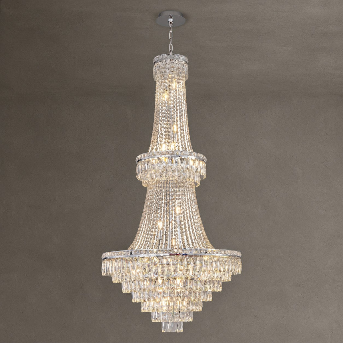 Two-Tier Square Diamond Round Pendant 780 - Silver