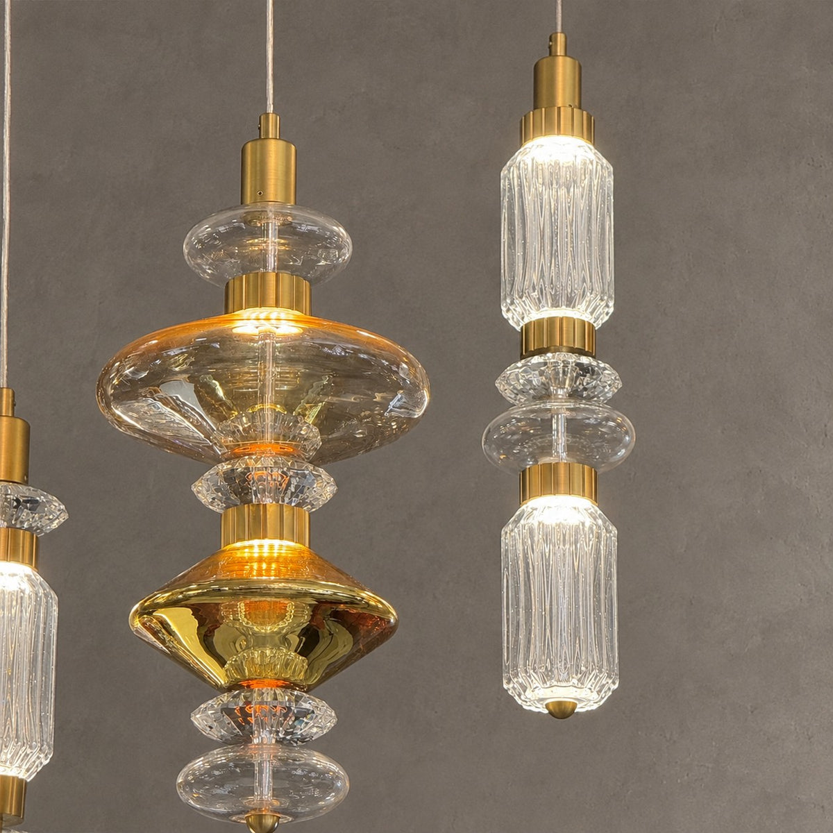 Mid-Century Vintage Suspended Glass Chandelier