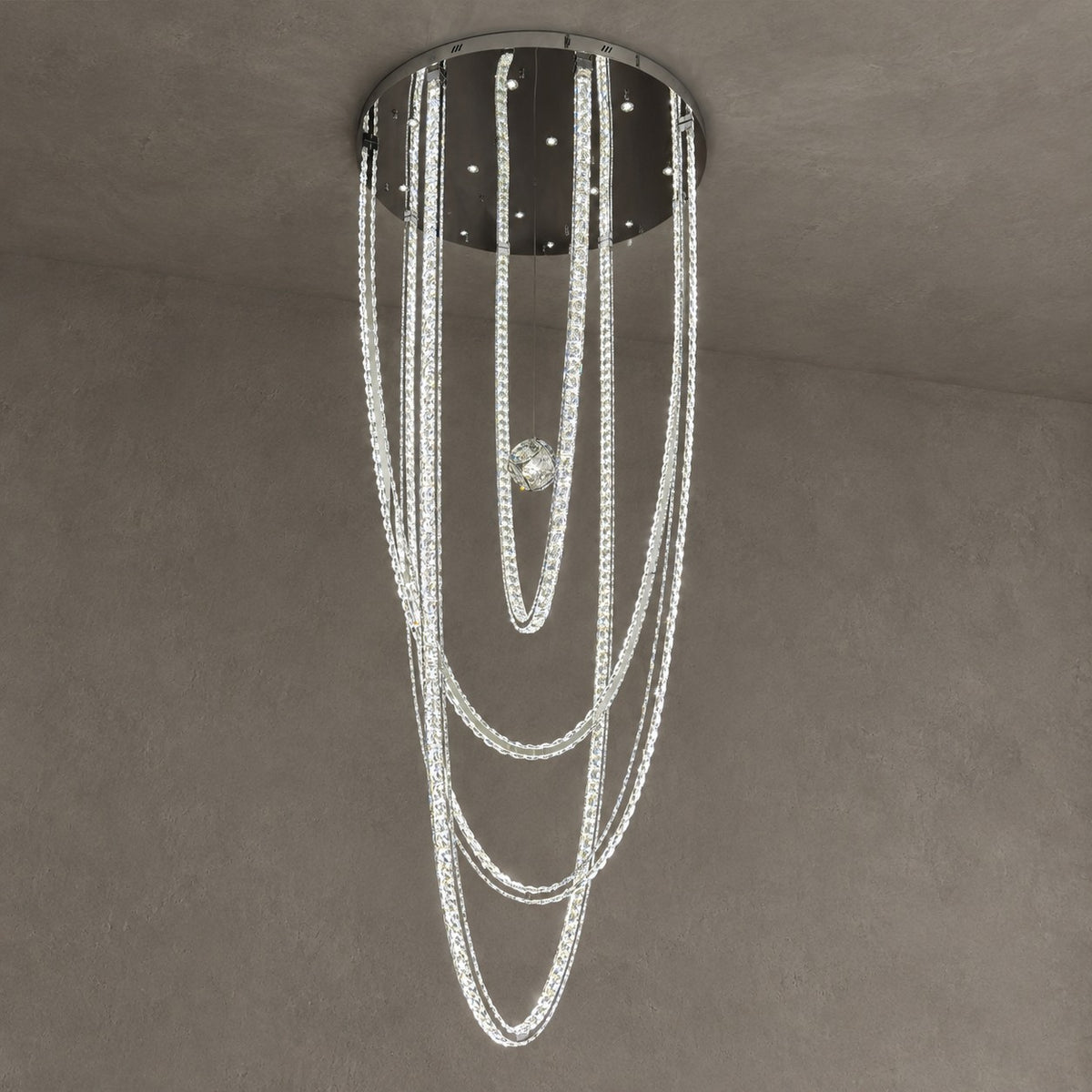 Luxury U-shaped Crystal Chandelier for High Ceilings