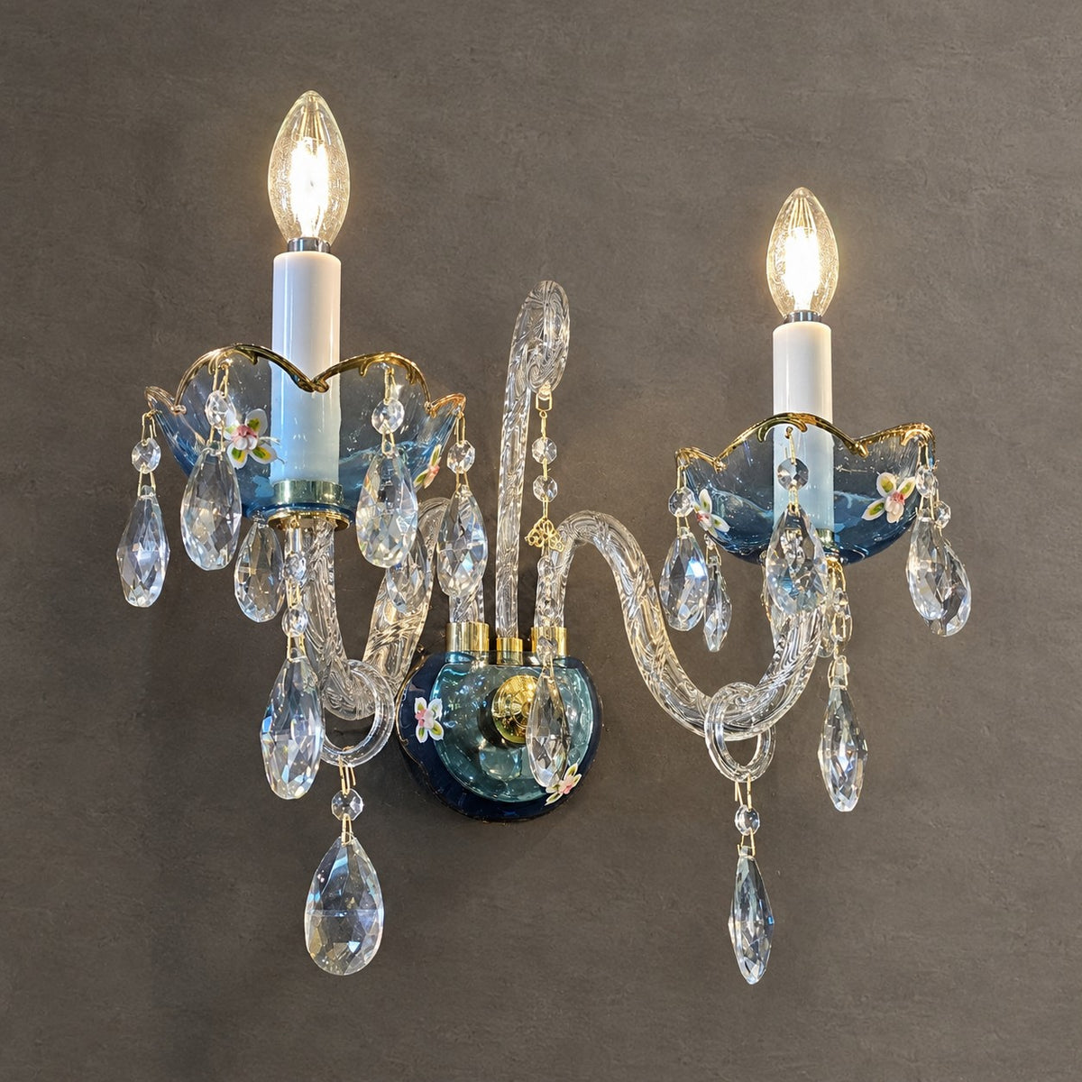 French Romantic Blue Crystal Designer Chandelier for Bedroom/Living Room/Dining Room