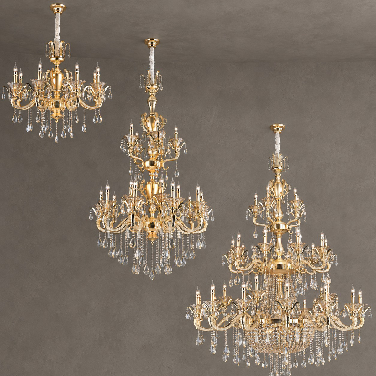 Royal Baroque Revival Vintage Chandelier Series with Waterfall Crystal