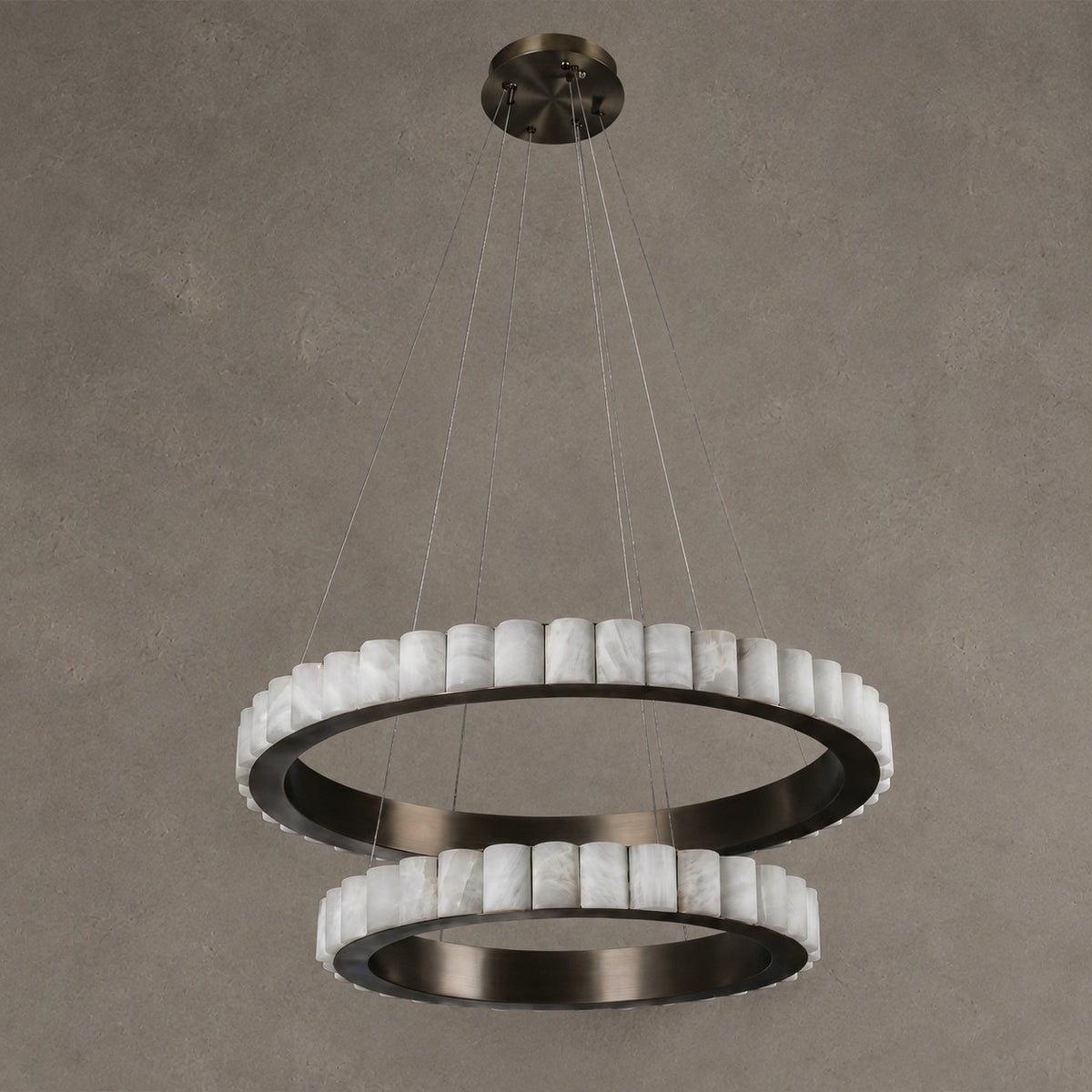 Votelle Alabaster Double Ring Chandelier
