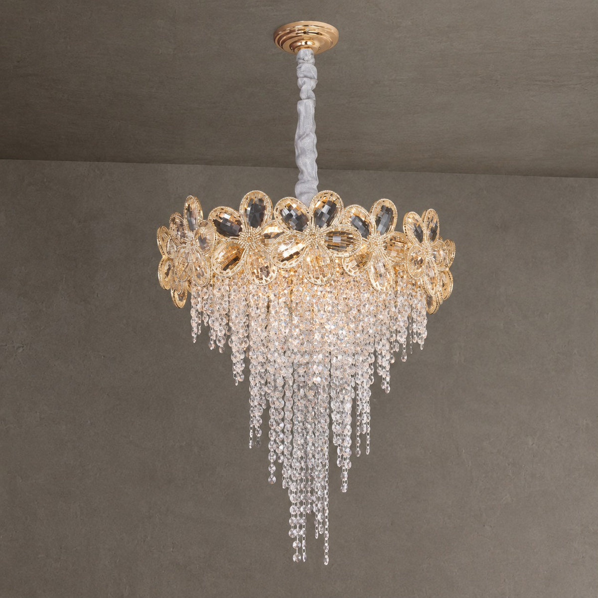 Modern Flower Crystal Tassel Chandelier for Living Room/Dining Room