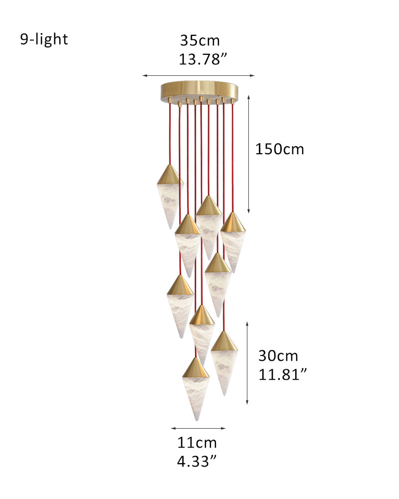12 light Conical Cluster Minimalist Design Alabaster Pendant Light