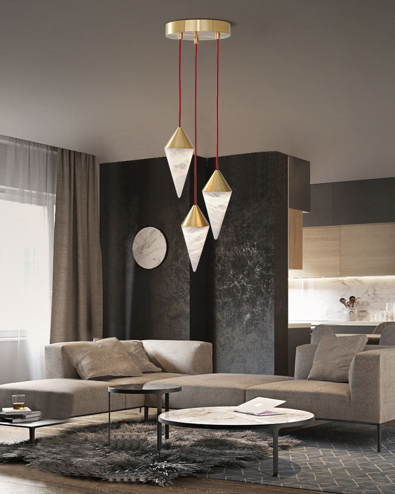 12 light Conical Cluster Minimalist Design Alabaster Pendant Light