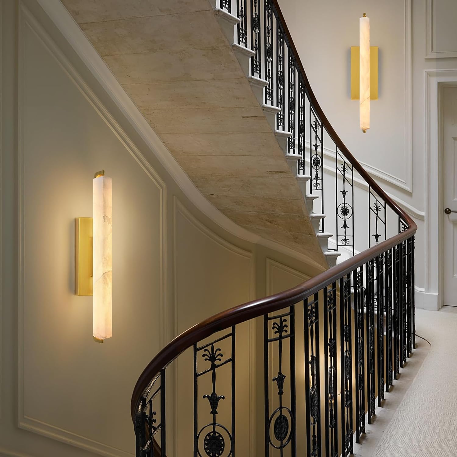 Elegant Alabaster Handcrafted Wall Sconce