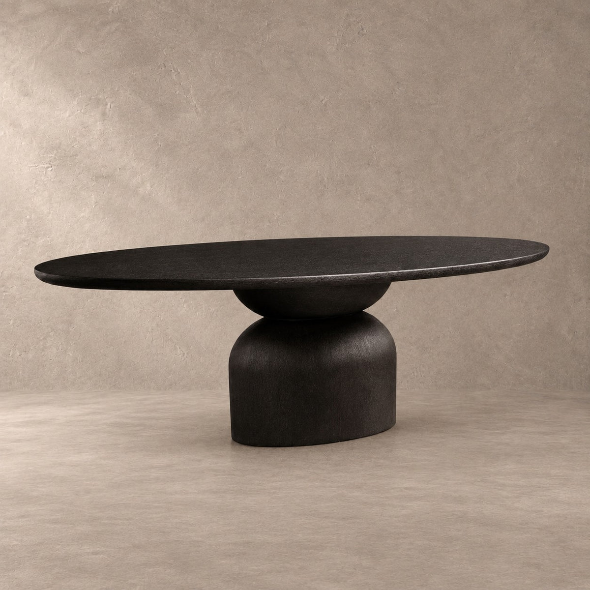 Hand-Sculpted Modern Oval Oak Dining Table