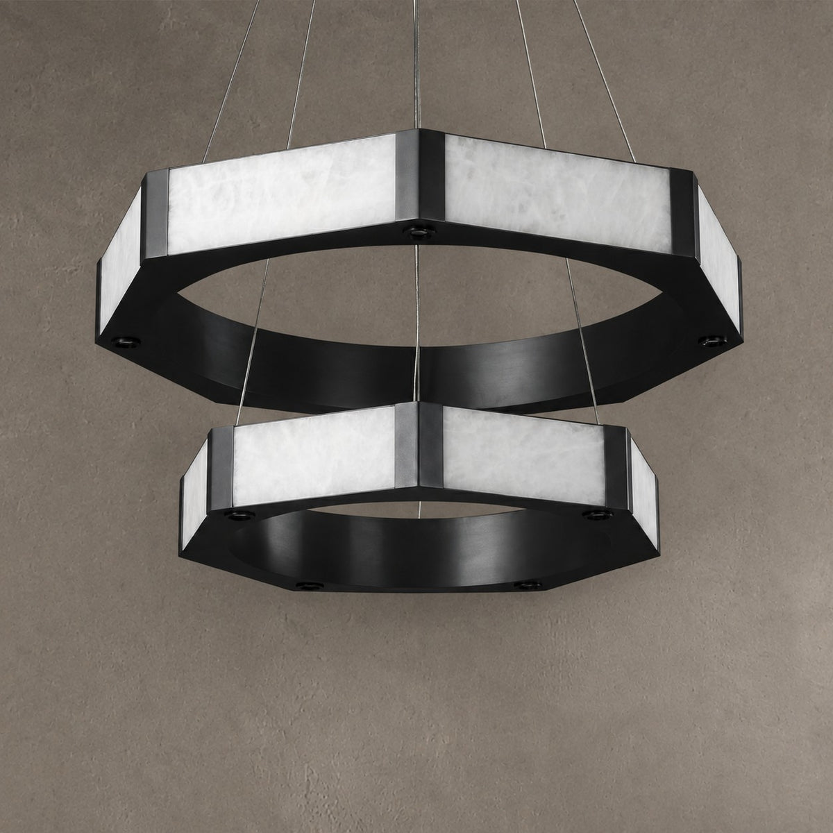 Facetra Hexagonal Black Ring Chandelier