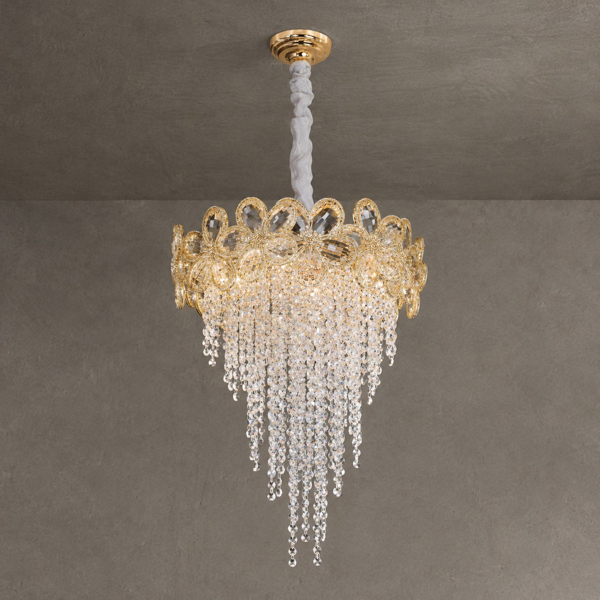 Modern Flower Crystal Tassel Chandelier for Living Room/Dining Room