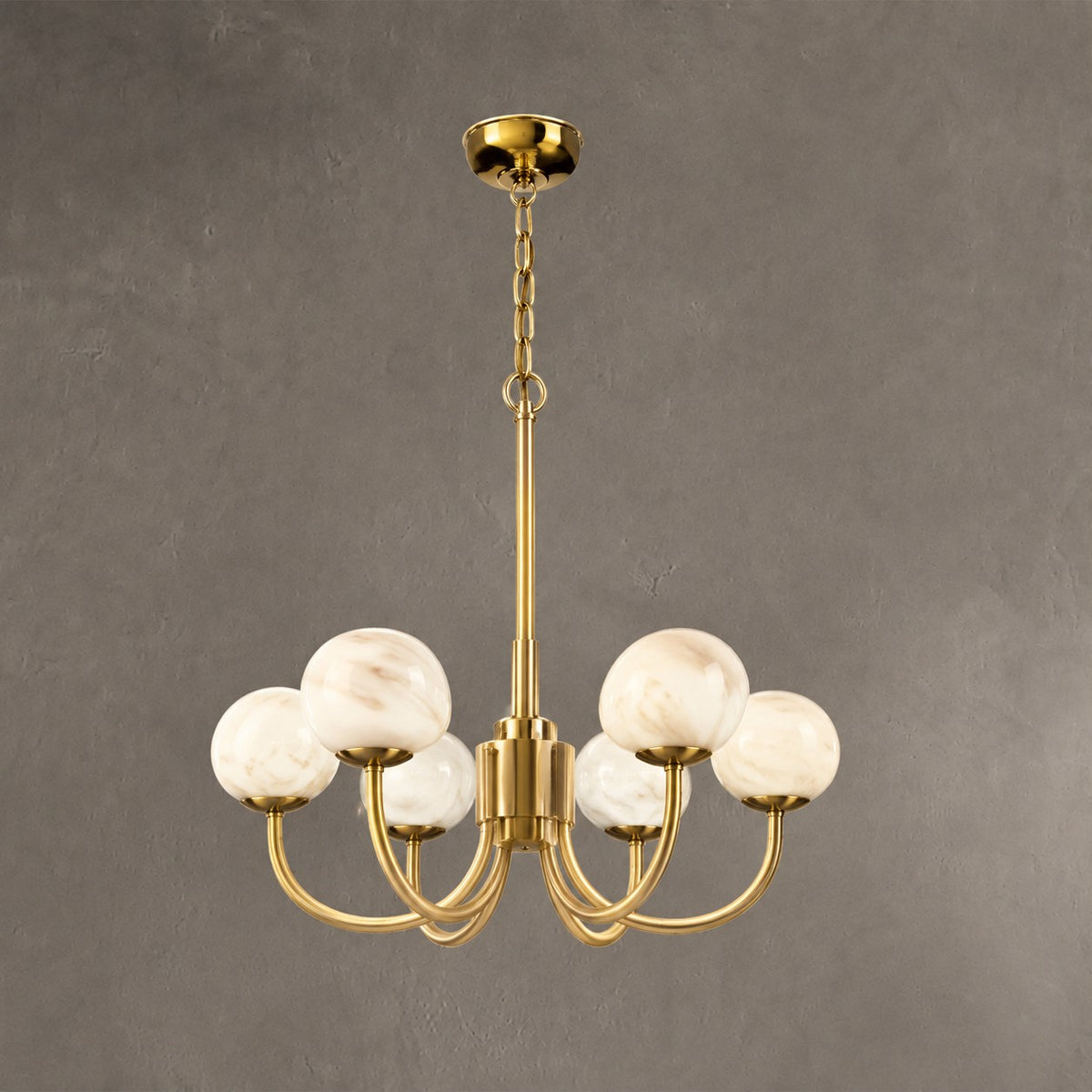 Modern Luxury Alabaster Chandelier, Pendant Brass Chandelier