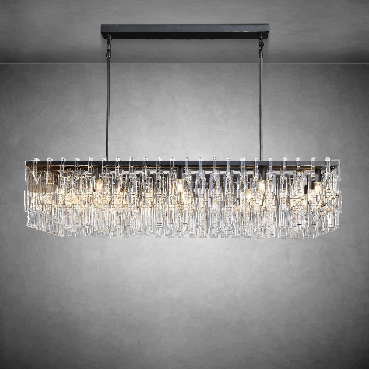 Miravon  K9 Crystal Rectangular Chandelier 60"