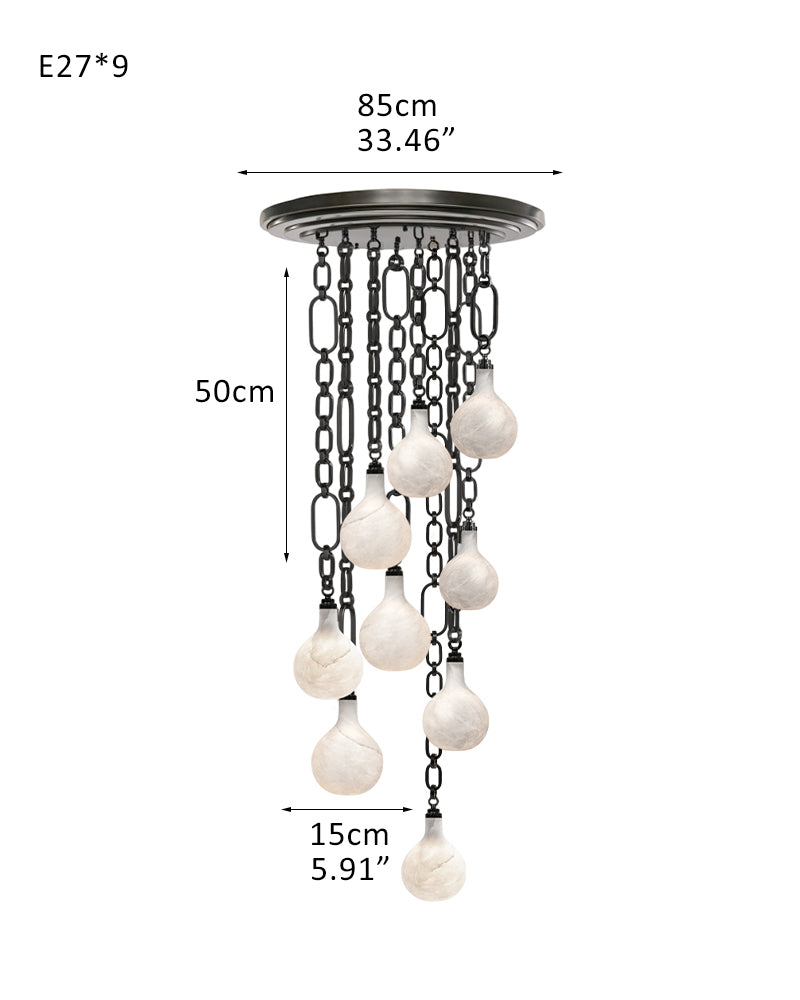 Cluster White Alabaster Globe Pendant Light with adjustable chain