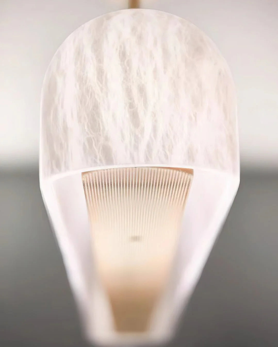 Elegant Alabaster Linear Brass Chandelier with LED Glow