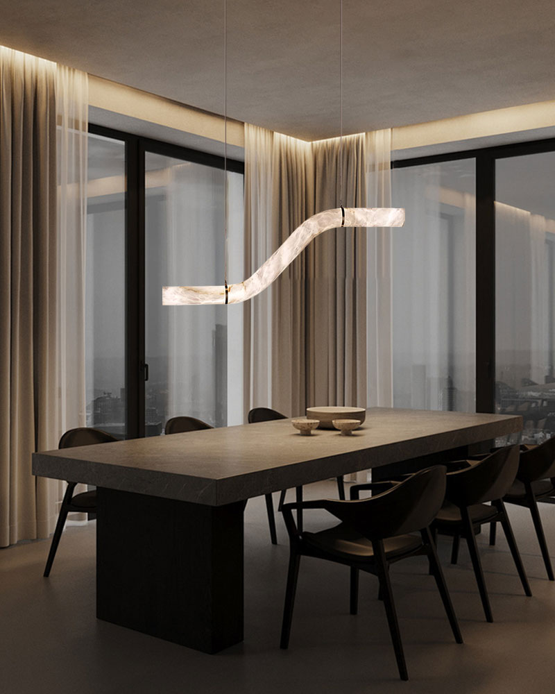 Minimalist Long Cord Ceiling Pendant Alabaster Lighting