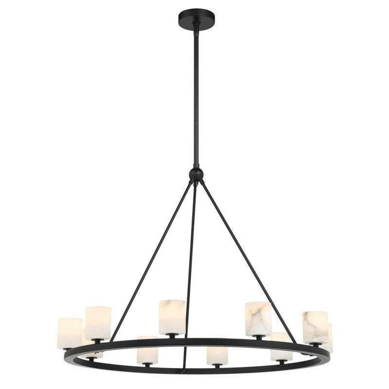 Elegant Aragon 12-Light Alabaster Chandelier with Brass Finish
