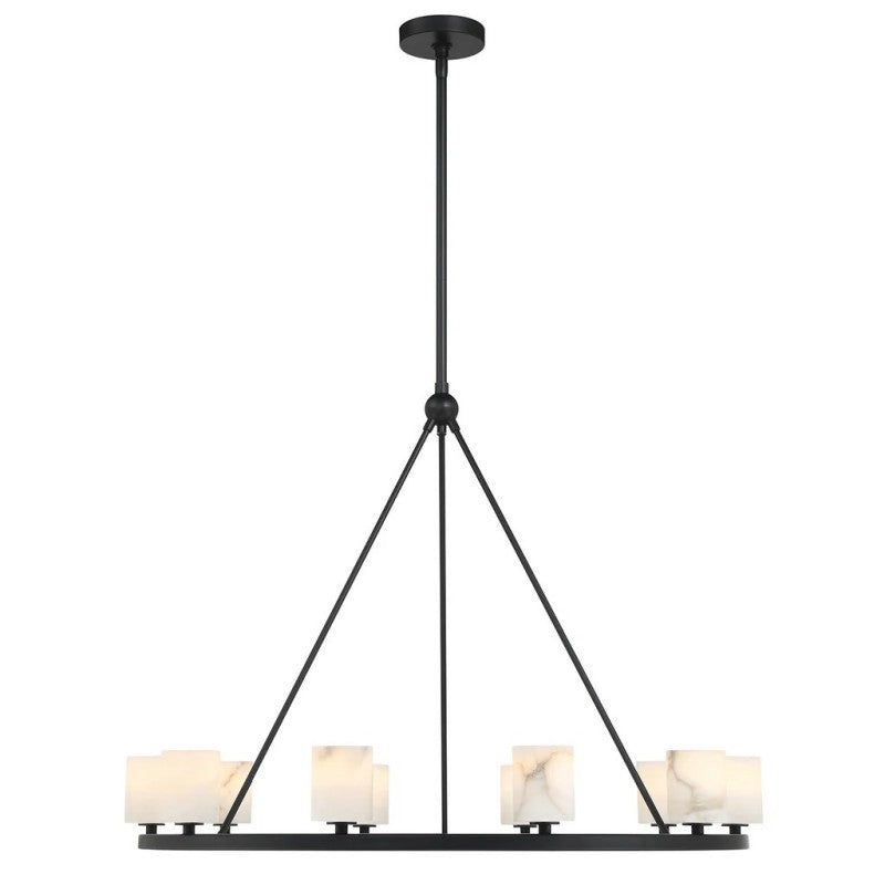 Elegant Aragon 12-Light Alabaster Chandelier with Brass Finish