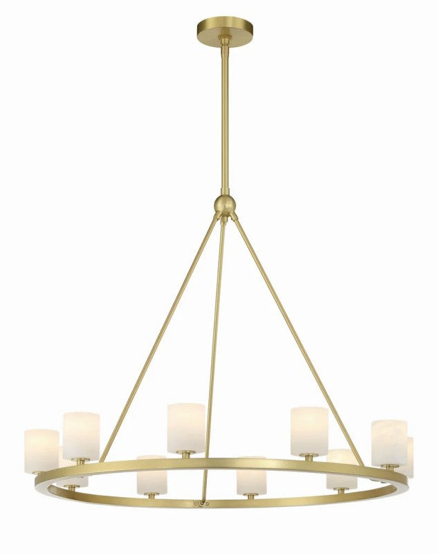 Elegant Aragon 12-Light Alabaster Chandelier with Brass Finish