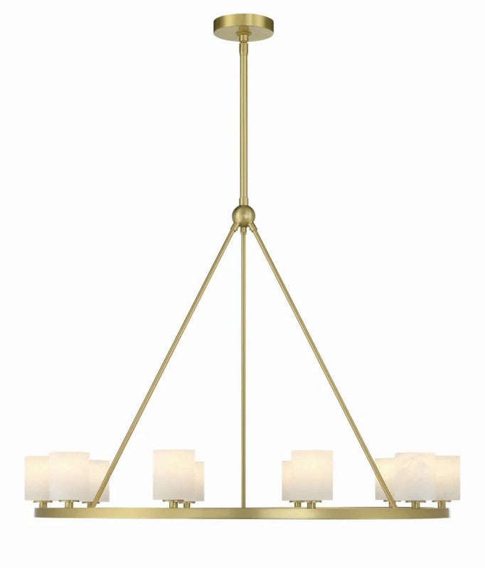 Elegant Aragon 12-Light Alabaster Chandelier with Brass Finish