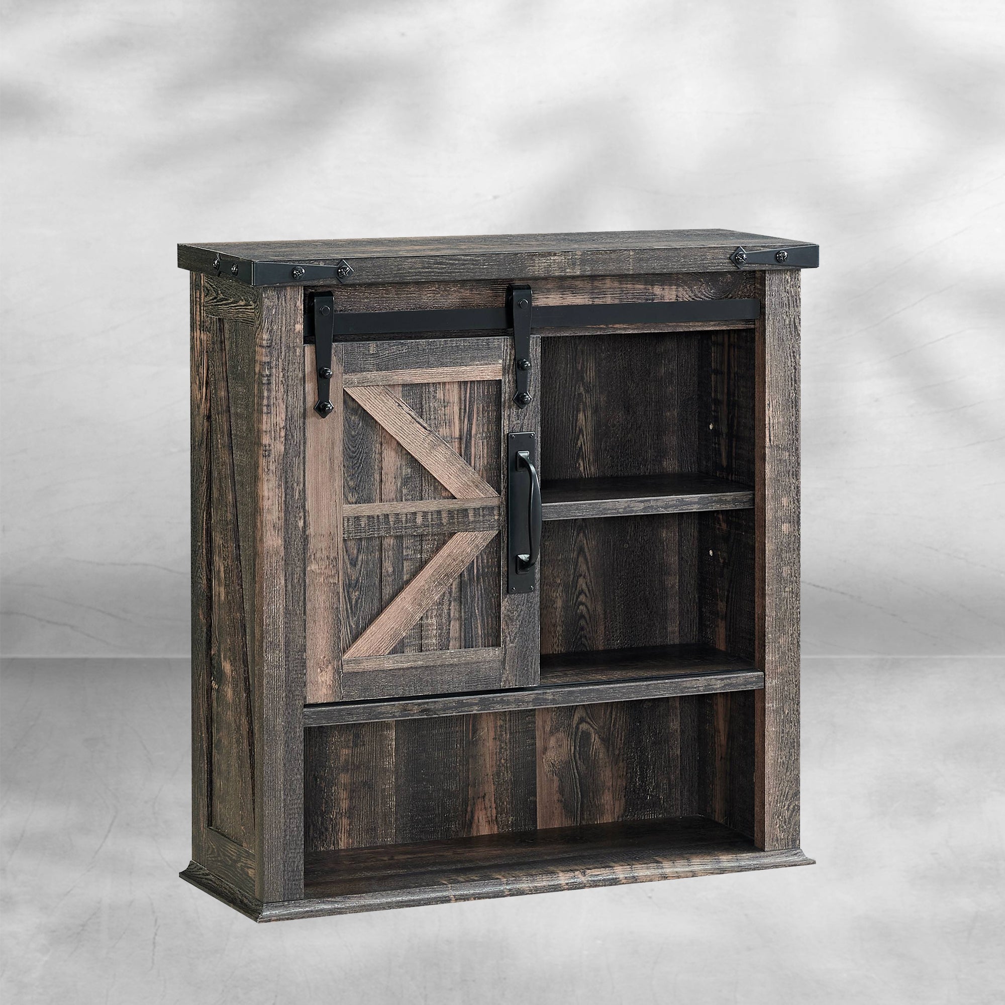 Farmhouse Bathroom Wall Cabinet with Sliding Barn Door