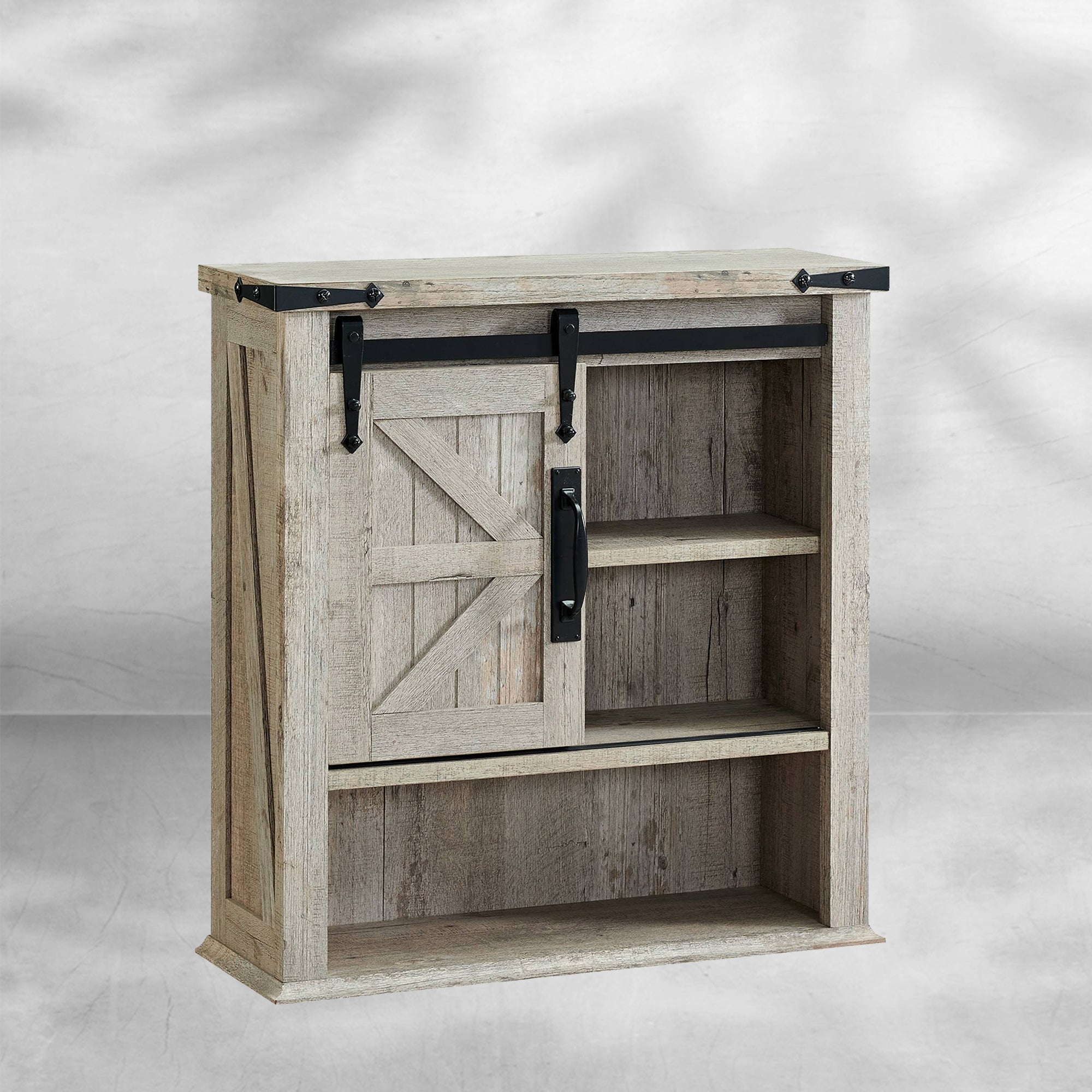 Farmhouse Bathroom Wall Cabinet with Sliding Barn Door