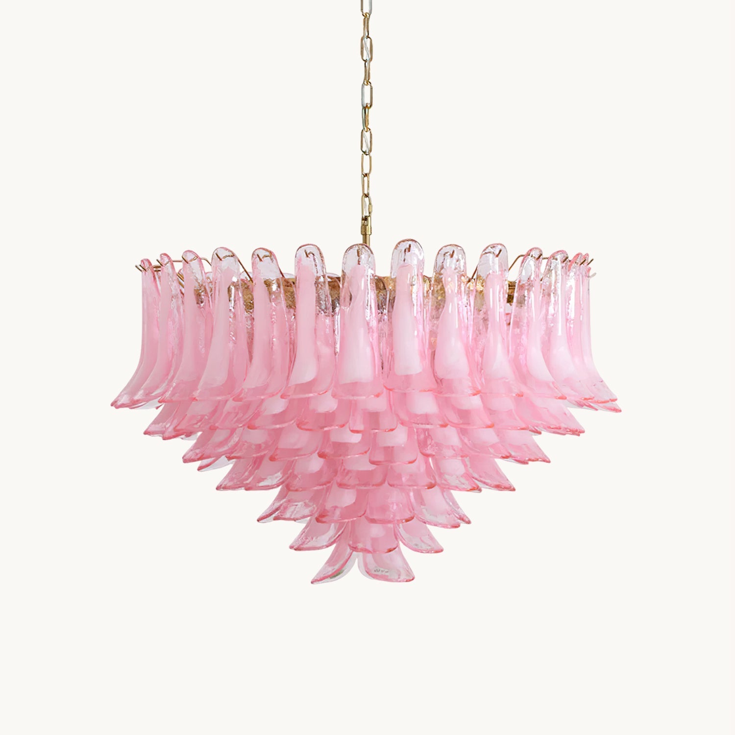 Gold & Pink Barcelona Murano Chandelier with 16 E14 Bulbs