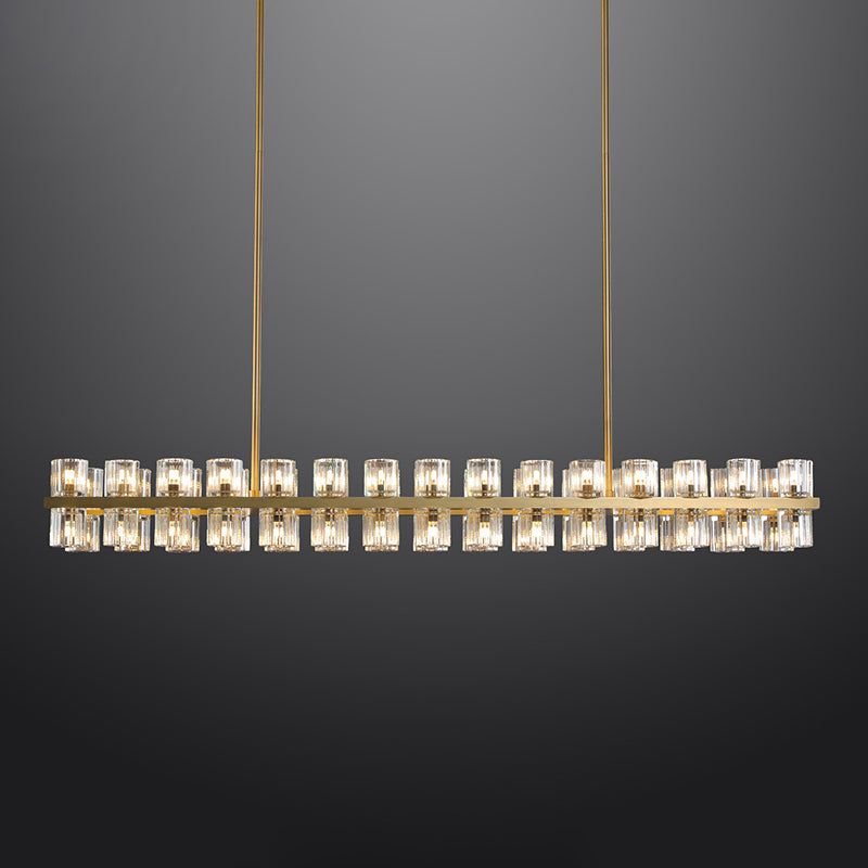 Beliy Crystal Rectangular Chandelier 54" chandeliers for dining room,chandeliers for stairways,chandeliers for foyer,chandeliers for bedrooms,chandeliers for kitchen,chandeliers for living room Rbrights Lacquered Brass