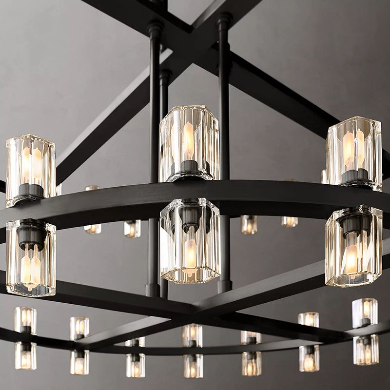 Beliy Crystal Shade Two-Tier Round Chandelier 60" chandeliers for dining room,chandeliers for stairways,chandeliers for foyer,chandeliers for bedrooms,chandeliers for kitchen,chandeliers for living room Rbrights